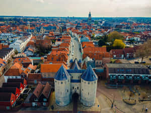 Aerial Viewof Bergen Op Zoomand Gevangenpoort Gate Wallpaper