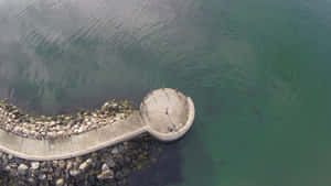 Aerial Viewof Curved Pier Helsingborg Wallpaper