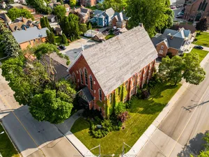 Aerial Viewof Historic Brick Church Chatham Kent Wallpaper