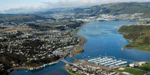 Aerial Viewof Porirua Cityand Harbour New Zealand Wallpaper