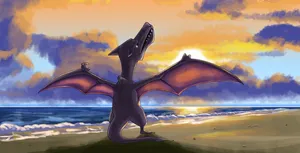 Aerodactyl On The Beach Wallpaper