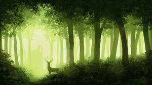 Aesthetic Art Forest Elk Wallpaper