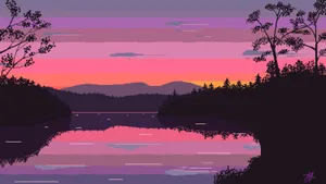 Aesthetic Art Pink Lake Wallpaper