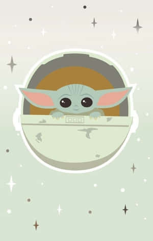 Aesthetic Baby Yoda Cartoon Wallpaper