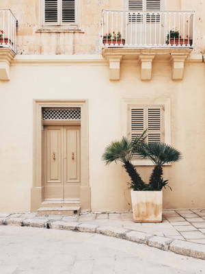 Aesthetic Beige Balcony Wallpaper