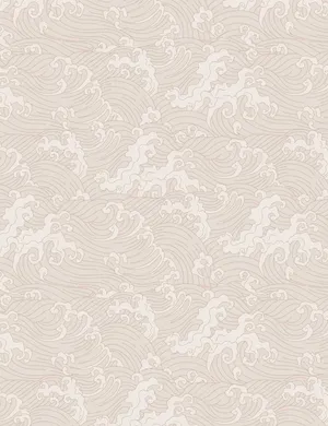 Aesthetic Beige Japanese Waves Wallpaper