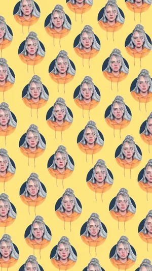 Aesthetic Billie Eilish Yellow Aesthetic Face Collage Wallpaper