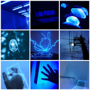 Aesthetic Blue Collage 2828 X 2828 Wallpaper