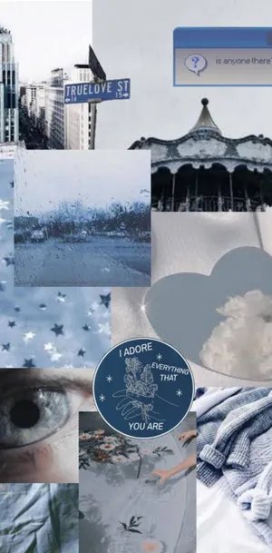 Aesthetic Blue Collage That Have Hints Of Gloom Wallpaper