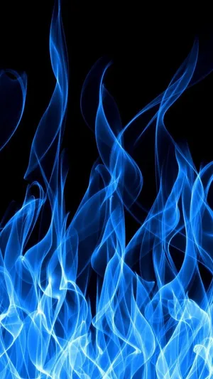 Aesthetic Blue Fire On Black Background Wallpaper