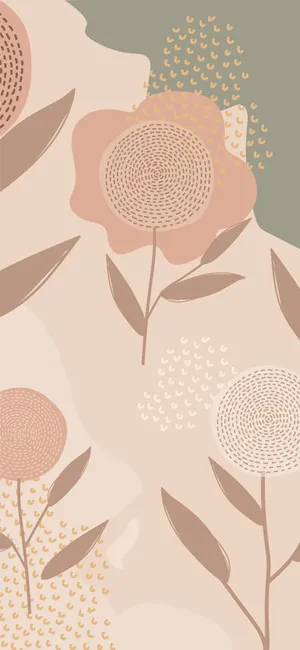 Aesthetic Boho Big Flowers Wallpaper