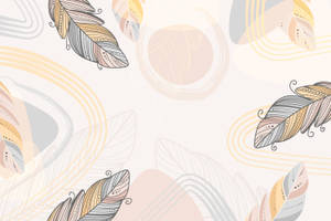 Aesthetic Boho Pastel Leaves Wallpaper