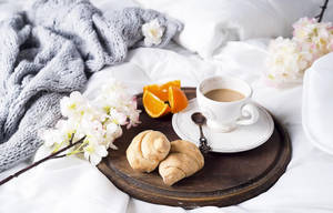 Aesthetic Breakfast In Bed Wallpaper