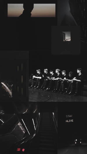 Aesthetic Bts Black Collage Wallpaper