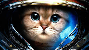 Aesthetic Cat With Helmet Wallpaper