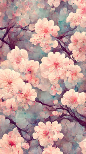 Aesthetic Cherry Blossom In Closer Look Wallpaper