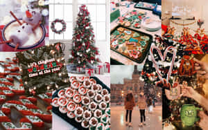 Aesthetic Christmas Collage Decorations Laptop Wallpaper