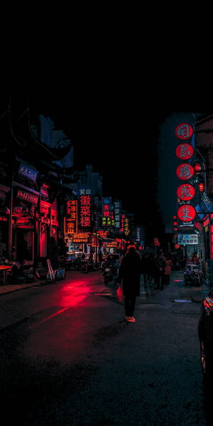 Aesthetic Chromebook Cyberpunk Night Street Wallpaper