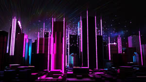 Aesthetic Chromebook Neon City Art Wallpaper