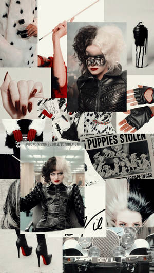 Aesthetic Collage Of Cruella De Vil Wallpaper