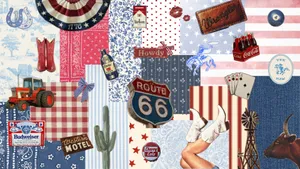 Aesthetic Country Americana Collage Wallpaper