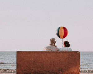 Aesthetic Couple In Bench Wallpaper