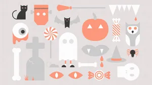 Aesthetic Cute Halloween Icons Graphic Art Wallpaper