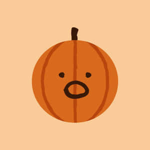 Aesthetic Cute Halloween Pumpkin Shocked Face Wallpaper