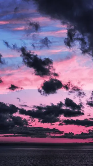 Aesthetic Dark Pink Blue Sky Wallpaper
