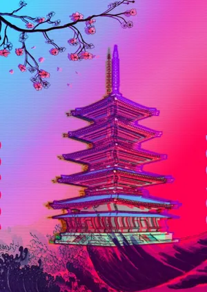 Aesthetic Dark Pink Japan Home Art Wallpaper