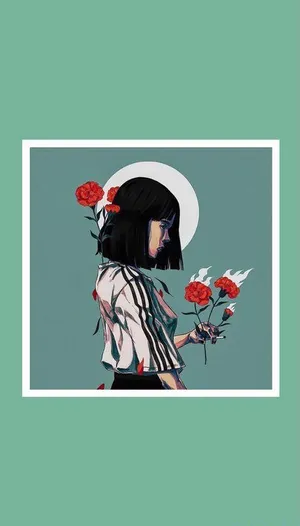 Aesthetic Girl With Roses Wallpaper