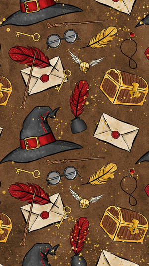 Aesthetic Harry Potter Things Pattern Wallpaper