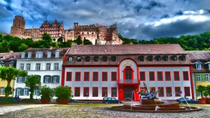 Aesthetic Houses Below Heidelberg Castle Wallpaper