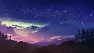 Aesthetic Landscape Starry Sky Wallpaper