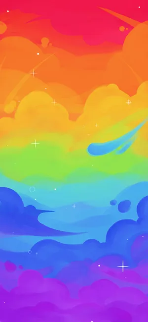 Aesthetic Lgbt Rainbow Clouds Painting Wallpaper