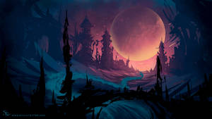 Aesthetic Moon Digital Art Wallpaper