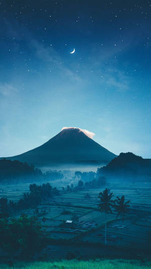 Aesthetic Mountain Night Bali Indonesia Wallpaper