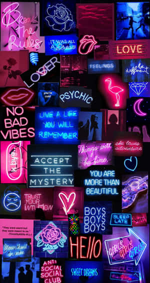 Aesthetic Neon Lights Brighten Up The Night. Wallpaper