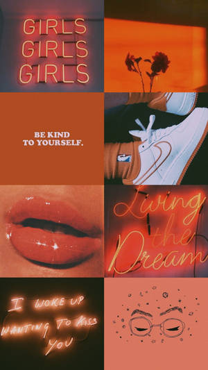 Aesthetic Orange Baddie Collage Wallpaper