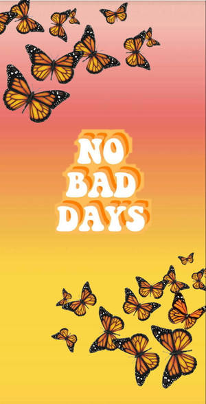 Aesthetic Orange Butterfly Cheerful Message Wallpaper