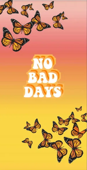 Aesthetic Orange Butterfly Cheerful Message Wallpaper