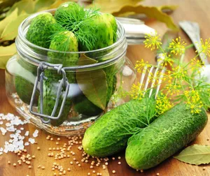 Aesthetic Pickled Cucumber Fruits With Spices Wallpaper