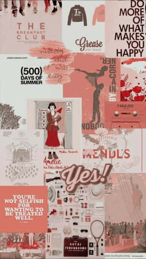 Aesthetic Pink Collage With Motivational Quotes Wallpaper