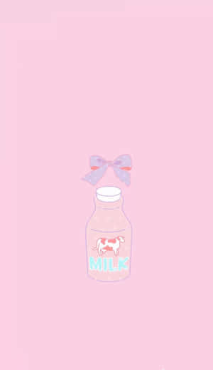 Aesthetic Pink Kawaii Glassed Strawberry Milk Wallpaper