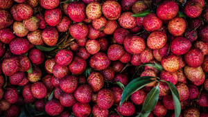 Aesthetic Pink Lychees Tropical Fruit Wallpaper