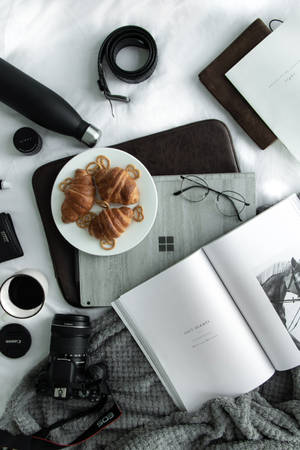 Aesthetic Pretzels And Books Photo Wallpaper