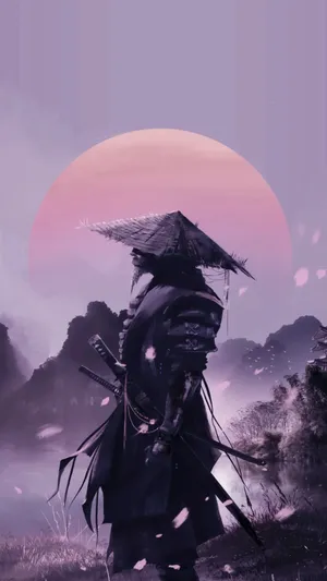 Aesthetic Purple Japanese Samurai Anime Warrior Wallpaper