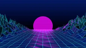 Aesthetic Purple Neon Computer Generated Sunset Wallpaper