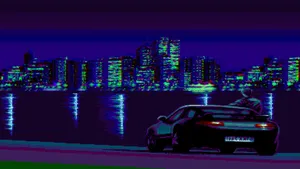 Aesthetic Retro 8bit Cityscape Wallpaper