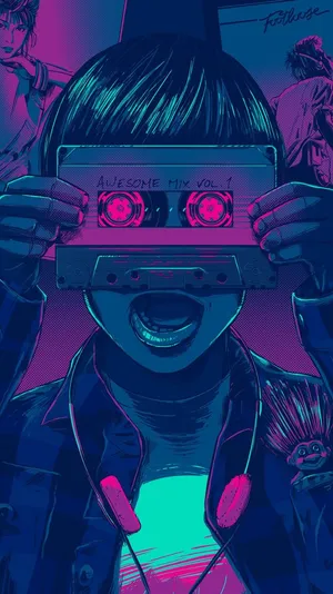 Aesthetic Retro Cassette Tape Graphic Art Wallpaper